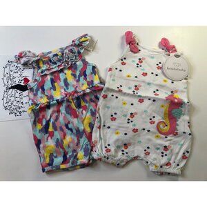 New Baby Girl Outfit Summer Rompers Size Newborn Koala Baby (Macy's) Lot 2pc